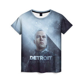 Женская футболка 3D с принтом Detroit become human в Белгороде, 100% полиэфир ( синтетическое хлопкоподобное полотно) | прямой крой, круглый вырез горловины, длина до линии бедер | dbh | detroit | gamer