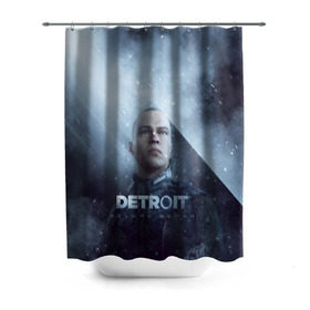 Штора 3D для ванной с принтом Detroit become human в Белгороде, 100% полиэстер | плотность материала — 100 г/м2. Стандартный размер — 146 см х 180 см. По верхнему краю — пластиковые люверсы для креплений. В комплекте 10 пластиковых колец | dbh | detroit | gamer
