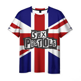 Мужская футболка 3D с принтом Sex Pistols в Белгороде, 100% полиэфир | прямой крой, круглый вырез горловины, длина до линии бедер | Тематика изображения на принте: англия | британия | панк | флаг