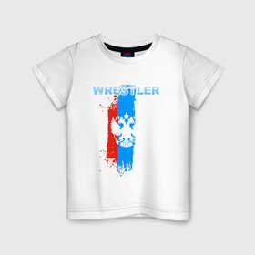 Детская футболка хлопок с принтом Борец в Белгороде, 100% хлопок | круглый вырез горловины, полуприлегающий силуэт, длина до линии бедер | борец | борьба | россия | рф
