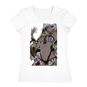 Женская футболка хлопок с принтом Аниме девочка в Белгороде, 100% хлопок | прямой крой, круглый вырез горловины, длина до линии бедер, слегка спущенное плечо | аниме