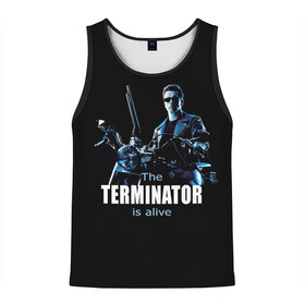 Мужская майка 3D с принтом Terminator alive в Белгороде, 100% полиэстер | круглая горловина, приталенный силуэт, длина до линии бедра. Пройма и горловина окантованы тонкой бейкой | arnold schwarzenegger | арнольд шварценеггер | киборг | кино | терминатор