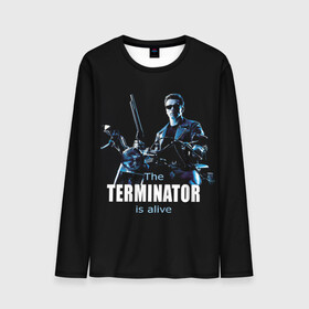 Мужской лонгслив 3D с принтом Terminator alive в Белгороде, 100% полиэстер | длинные рукава, круглый вырез горловины, полуприлегающий силуэт | Тематика изображения на принте: arnold schwarzenegger | арнольд шварценеггер | киборг | кино | терминатор