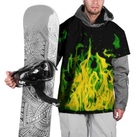 Накидка на куртку 3D с принтом Дикий огонь в Белгороде, 100% полиэстер |  | Тематика изображения на принте: зеленое пламя | зеленый огонь