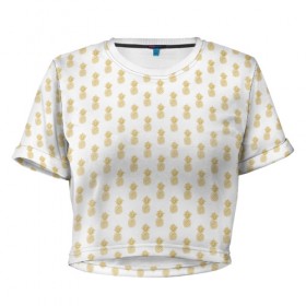 Женская футболка Cropp-top с принтом Золотой ананас в Белгороде, 100% полиэстер | круглая горловина, длина футболки до линии талии, рукава с отворотами | ананас | еда | золото | золотой | золотой ананас | плод | плоды