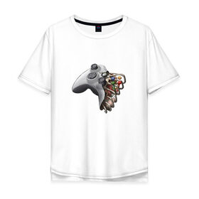 Мужская футболка хлопок Oversize с принтом joystick в Белгороде, 100% хлопок | свободный крой, круглый ворот, “спинка” длиннее передней части | 