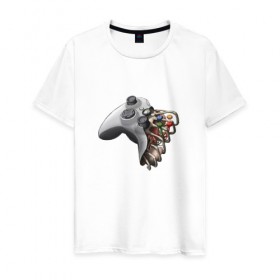 Мужская футболка хлопок с принтом joystick в Белгороде, 100% хлопок | прямой крой, круглый вырез горловины, длина до линии бедер, слегка спущенное плечо. | 