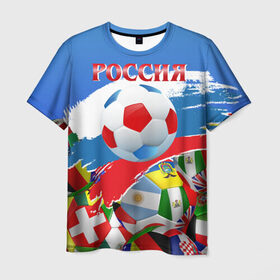 Мужская футболка 3D с принтом Россия 2018 в Белгороде, 100% полиэфир | прямой крой, круглый вырез горловины, длина до линии бедер | russia | россия | триколор | флаг россии | футбол | чемпионат мира по футболу | чм по футболу | чм россия