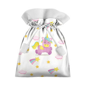 Подарочный 3D мешок с принтом Розовый единорог в Белгороде, 100% полиэстер | Размер: 29*39 см | Тематика изображения на принте: единорог | звезда | легенда | лошадь | милые | миф | радуга | рог | символ | сказка | существо | яркие