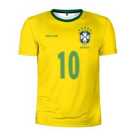 Мужская футболка 3D спортивная с принтом Роналдиньо в Белгороде, 100% полиэстер с улучшенными характеристиками | приталенный силуэт, круглая горловина, широкие плечи, сужается к линии бедра | brasil | brazilian | footbal | national | ronaldinho | soccer | time | бразилии | бразилия | национальная | по | роналдиньо | рональдиньо | сборная | футбол | футболу