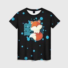 Женская футболка 3D с принтом Пушистая лиса в Белгороде, 100% полиэфир ( синтетическое хлопкоподобное полотно) | прямой крой, круглый вырез горловины, длина до линии бедер | зверь | красный | легенда | лис | лиса | милые | миф | радуга | символ | сказка | существо | яркие