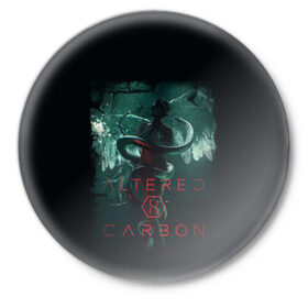 Значок с принтом Altered Carbon в Белгороде,  металл | круглая форма, металлическая застежка в виде булавки | altere | будущее | бэнкрофт | видоизмененный углерод | генетика | джеймс пьюрфой | ковач | марта игареда | наука | неонуар | ортега | ричард морган | фантастика | футуризм | юэль киннаман