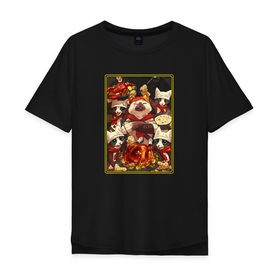 Мужская футболка хлопок Oversize с принтом Monster Hunter Cats в Белгороде, 100% хлопок | свободный крой, круглый ворот, “спинка” длиннее передней части | monster hunter | monster hunter cats | monster hunter world