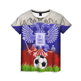 Женская футболка 3D с принтом Сборная России в Белгороде, 100% полиэфир ( синтетическое хлопкоподобное полотно) | прямой крой, круглый вырез горловины, длина до линии бедер | football | sport | россия | сборная | триколор | флаг россии | футбол | футбольный мяч