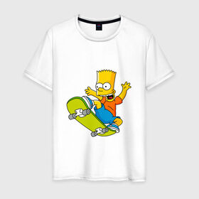 Мужская футболка хлопок с принтом Bart Simpson в Белгороде, 100% хлопок | прямой крой, круглый вырез горловины, длина до линии бедер, слегка спущенное плечо. | bart | family | homer | lisa | school | simpsons | springfield | анимация | барт | гомер | желтый | комедия | лентяй | лиза | мардж | мульт | мультфильм | мэгги | отец | пончик | ребенок | родители | семья | сериал | симпсоны | смех
