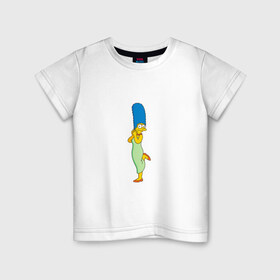 Детская футболка хлопок с принтом Мардж Симпсон в Белгороде, 100% хлопок | круглый вырез горловины, полуприлегающий силуэт, длина до линии бедер | bart | family | homer | lisa | school | simpsons | springfield | анимация | барт | гомер | желтый | комедия | лентяй | лиза | мардж | мульт | мультфильм | мэгги | отец | пончик | ребенок | родители | семья | сериал | симпсоны | смех