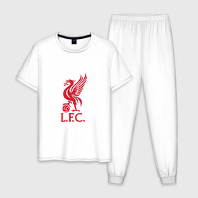 Мужская пижама хлопок с принтом FC Liverpool в Белгороде, 100% хлопок | брюки и футболка прямого кроя, без карманов, на брюках мягкая резинка на поясе и по низу штанин
 | liverpool | англия | ливерпуль | лига чемпионов | чемпионат