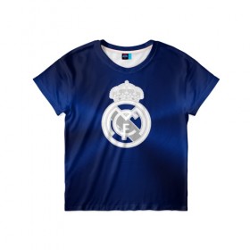 Детская футболка 3D с принтом Real Madrid в Белгороде, 100% гипоаллергенный полиэфир | прямой крой, круглый вырез горловины, длина до линии бедер, чуть спущенное плечо, ткань немного тянется | football | logo | real madrid | spain | sport | арт | испания | лига | лого | реал | спорт | текстура | фк | футбол | футбольный клуб | эмблема