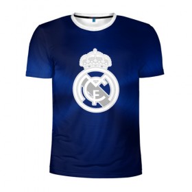 Мужская футболка 3D спортивная с принтом Real Madrid в Белгороде, 100% полиэстер с улучшенными характеристиками | приталенный силуэт, круглая горловина, широкие плечи, сужается к линии бедра | football | logo | real madrid | spain | sport | арт | испания | лига | лого | реал | спорт | текстура | фк | футбол | футбольный клуб | эмблема