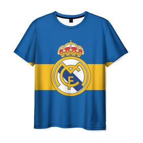Мужская футболка 3D с принтом Реал Мадрид в Белгороде, 100% полиэфир | прямой крой, круглый вырез горловины, длина до линии бедер | football | logo | real madrid | spain | sport | арт | испания | лига | лого | реал | спорт | текстура | фк | футбол | футбольный клуб | эмблема