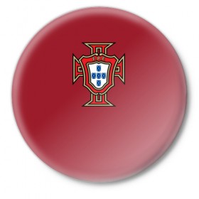 Значок с принтом Сборная Португалии в Белгороде,  металл | круглая форма, металлическая застежка в виде булавки | Тематика изображения на принте: 