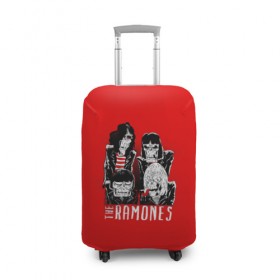 Чехол для чемодана 3D с принтом Ramones в Белгороде, 86% полиэфир, 14% спандекс | двустороннее нанесение принта, прорези для ручек и колес | группа | джонни | джоуи | ди ди томми | марки | панк | рамон | рамонес | рамоунз | рамоунс | рок | хард
