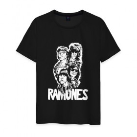 Мужская футболка хлопок с принтом Ramones в Белгороде, 100% хлопок | прямой крой, круглый вырез горловины, длина до линии бедер, слегка спущенное плечо. | 
