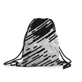 Рюкзак-мешок 3D с принтом HEXAGON - Black and White в Белгороде, 100% полиэстер | плотность ткани — 200 г/м2, размер — 35 х 45 см; лямки — толстые шнурки, застежка на шнуровке, без карманов и подкладки | 