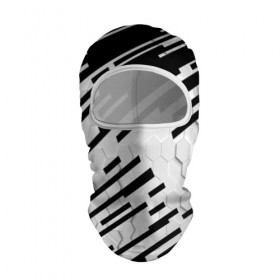 Балаклава 3D с принтом HEXAGON - Black and White в Белгороде, 100% полиэстер, ткань с особыми свойствами — Activecool | плотность 150–180 г/м2; хорошо тянется, но при этом сохраняет форму. Закрывает шею, вокруг отверстия для глаз кайма. Единый размер | Тематика изображения на принте: 
