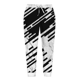 Женские брюки 3D с принтом HEXAGON - Black and White в Белгороде, полиэстер 100% | прямой крой, два кармана без застежек по бокам, с мягкой трикотажной резинкой на поясе и по низу штанин. В поясе для дополнительного комфорта — широкие завязки | 