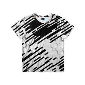 Детская футболка 3D с принтом HEXAGON - Black and White в Белгороде, 100% гипоаллергенный полиэфир | прямой крой, круглый вырез горловины, длина до линии бедер, чуть спущенное плечо, ткань немного тянется | 