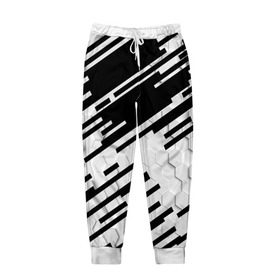 Мужские брюки 3D с принтом HEXAGON - Black and White в Белгороде, 100% полиэстер | манжеты по низу, эластичный пояс регулируется шнурком, по бокам два кармана без застежек, внутренняя часть кармана из мелкой сетки | 