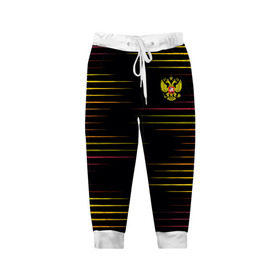 Детские брюки 3D с принтом RUSSIA - Multi-colored stripes в Белгороде, 100% полиэстер | манжеты по низу, эластичный пояс регулируется шнурком, по бокам два кармана без застежек, внутренняя часть кармана из мелкой сетки | Тематика изображения на принте: 