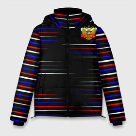 Мужская зимняя куртка 3D с принтом RUSSIA в Белгороде, верх — 100% полиэстер; подкладка — 100% полиэстер; утеплитель — 100% полиэстер | длина ниже бедра, свободный силуэт Оверсайз. Есть воротник-стойка, отстегивающийся капюшон и ветрозащитная планка. 

Боковые карманы с листочкой на кнопках и внутренний карман на молнии. | abstract | black | geometry | russia | sport | texture | абстракция | геометрия | герб | горизонталь | горизонтальные полосы | патриот | патриотизм | полосы | разноцветные полосы | россия | русский | спорт | текстура
