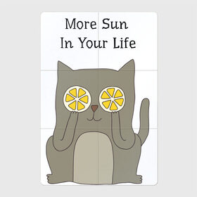 Магнитный плакат 2Х3 с принтом More Sun In Your Life в Белгороде, Полимерный материал с магнитным слоем | 6 деталей размером 9*9 см | Тематика изображения на принте: cat | lemon | summer | кот | котэ | кошка | лето | лимон | солнце | сочный