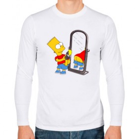 Мужской лонгслив хлопок с принтом Bart Simpson в Белгороде, 100% хлопок |  | bart simpson | арт | барт симпсон | зеркало | мультсериал | симпсоны | фотоаппарат