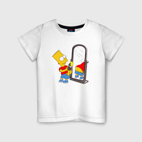 Детская футболка хлопок с принтом Bart Simpson в Белгороде, 100% хлопок | круглый вырез горловины, полуприлегающий силуэт, длина до линии бедер | Тематика изображения на принте: bart simpson | арт | барт симпсон | зеркало | мультсериал | симпсоны | фотоаппарат
