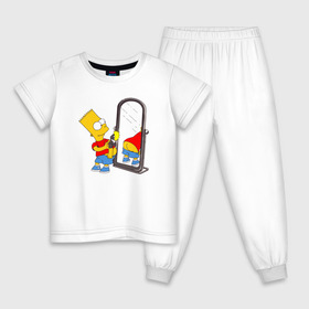 Детская пижама хлопок с принтом Bart Simpson в Белгороде, 100% хлопок |  брюки и футболка прямого кроя, без карманов, на брюках мягкая резинка на поясе и по низу штанин
 | bart simpson | арт | барт симпсон | зеркало | мультсериал | симпсоны | фотоаппарат