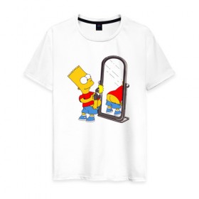 Мужская футболка хлопок с принтом Bart Simpson в Белгороде, 100% хлопок | прямой крой, круглый вырез горловины, длина до линии бедер, слегка спущенное плечо. | bart simpson | арт | барт симпсон | зеркало | мультсериал | симпсоны | фотоаппарат