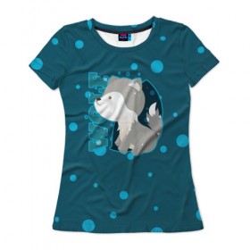 Женская футболка 3D с принтом Wolf в Белгороде, 100% полиэфир ( синтетическое хлопкоподобное полотно) | прямой крой, круглый вырез горловины, длина до линии бедер | волк | дикий | зверь | легенда | милые | миф | радуга | символ | сказка | существо | яркие