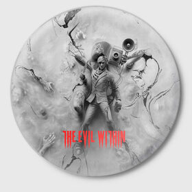 Значок с принтом The Evil Within в Белгороде,  металл | круглая форма, металлическая застежка в виде булавки | Тематика изображения на принте: 