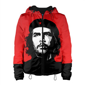 Женская куртка 3D с принтом Che Guevara в Белгороде, ткань верха — 100% полиэстер, подклад — флис | прямой крой, подол и капюшон оформлены резинкой с фиксаторами, два кармана без застежек по бокам, один большой потайной карман на груди. Карман на груди застегивается на липучку | 