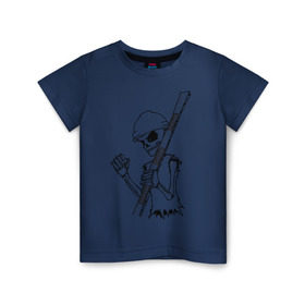 Детская футболка хлопок с принтом Скелетон геодезист 2 (черн.) в Белгороде, 100% хлопок | круглый вырез горловины, полуприлегающий силуэт, длина до линии бедер | surveyor | геодезист | геодезия | скелет