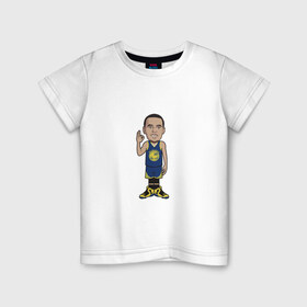 Детская футболка хлопок с принтом Steph Curry в Белгороде, 100% хлопок | круглый вырез горловины, полуприлегающий силуэт, длина до линии бедер | basketball | golden state warriors | nba | stephen curry | баскетбол | голден стэйт уорриорз | нба | стефен карри