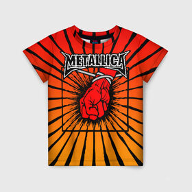 Детская футболка 3D с принтом Metallica в Белгороде, 100% гипоаллергенный полиэфир | прямой крой, круглый вырез горловины, длина до линии бедер, чуть спущенное плечо, ткань немного тянется | anger | fans | metall | metallica | st | альбом | альбома | группа | логотип | металл | металлика | обложка | фанат