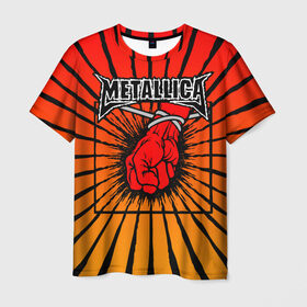 Мужская футболка 3D с принтом Metallica в Белгороде, 100% полиэфир | прямой крой, круглый вырез горловины, длина до линии бедер | Тематика изображения на принте: anger | fans | metall | metallica | st | альбом | альбома | группа | логотип | металл | металлика | обложка | фанат