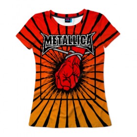 Женская футболка 3D с принтом Metallica в Белгороде, 100% полиэфир ( синтетическое хлопкоподобное полотно) | прямой крой, круглый вырез горловины, длина до линии бедер | anger | fans | metall | metallica | st | альбом | альбома | группа | логотип | металл | металлика | обложка | фанат