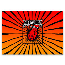 Поздравительная открытка с принтом Metallica в Белгороде, 100% бумага | плотность бумаги 280 г/м2, матовая, на обратной стороне линовка и место для марки
 | anger | fans | metall | metallica | st | альбом | альбома | группа | логотип | металл | металлика | обложка | фанат