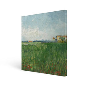 Холст квадратный с принтом Ван Гог. Сельские Дома в Белгороде, 100% ПВХ |  | вангог | винсент | живопись | картина