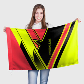 Флаг 3D с принтом Fitness в Белгороде, 100% полиэстер | плотность ткани — 95 г/м2, размер — 67 х 109 см. Принт наносится с одной стороны | 